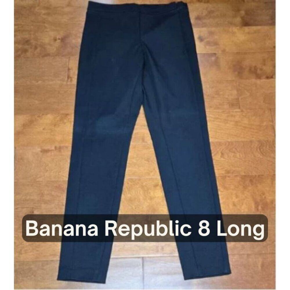 Banana Republic Devon Pants 8 Long Black Side Zip Stretch Dress Trouser